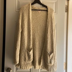 Cream white fuzzy cardigan
